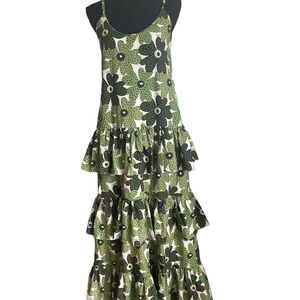 Floral Tiered Maxi Dress Lavi By Majo Lavi long dress- xs Green